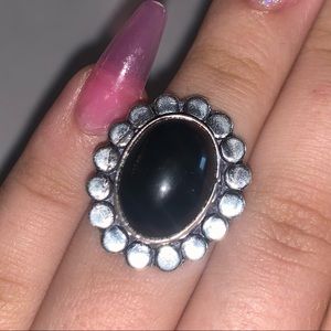 Adjustable Black Stone Ring
